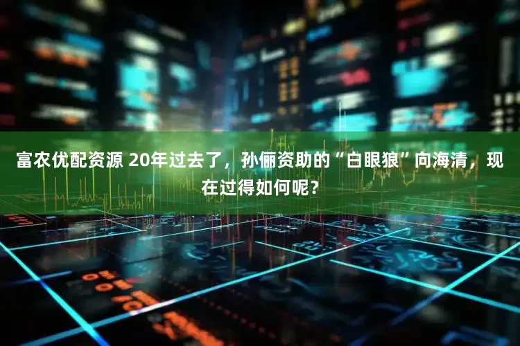 富农优配资源 20年过去了，孙俪资助的“白眼狼”向海清，现在过得如何呢？